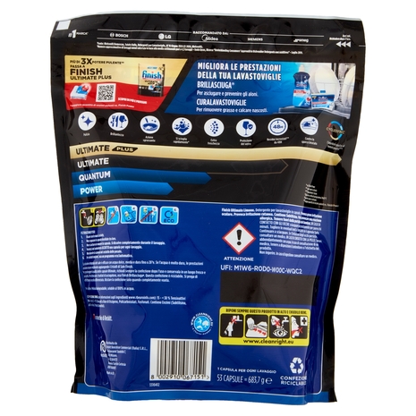 Finish Ultimate Limone pastiglie lavastoviglie 53 lavaggi 683,7 g